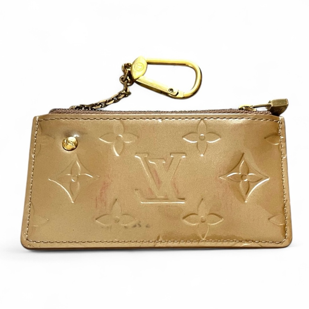 Louis Vuitton Beige Noisette Monogram Vernis Key Pouch Pochette Cles